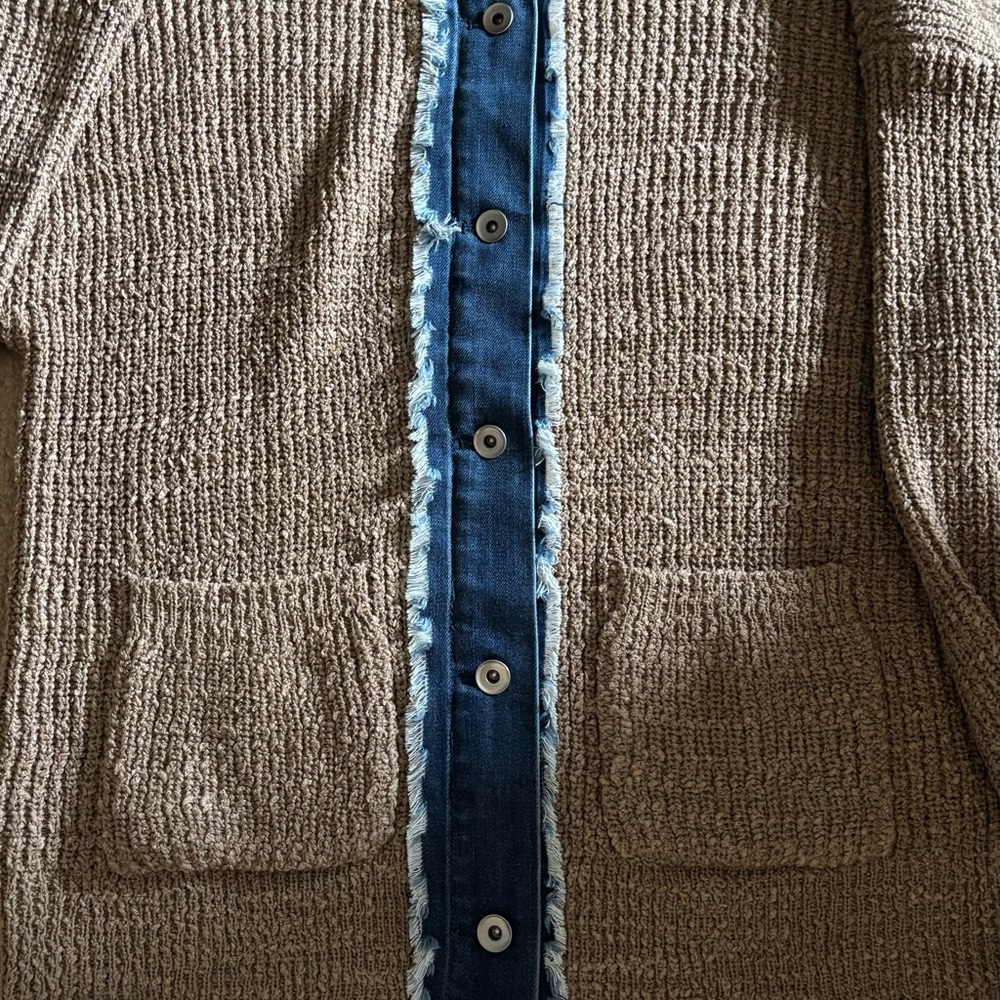 NWOT Sew In Love Tan and Blue Cardigan Sweater - Picture 4 of 5